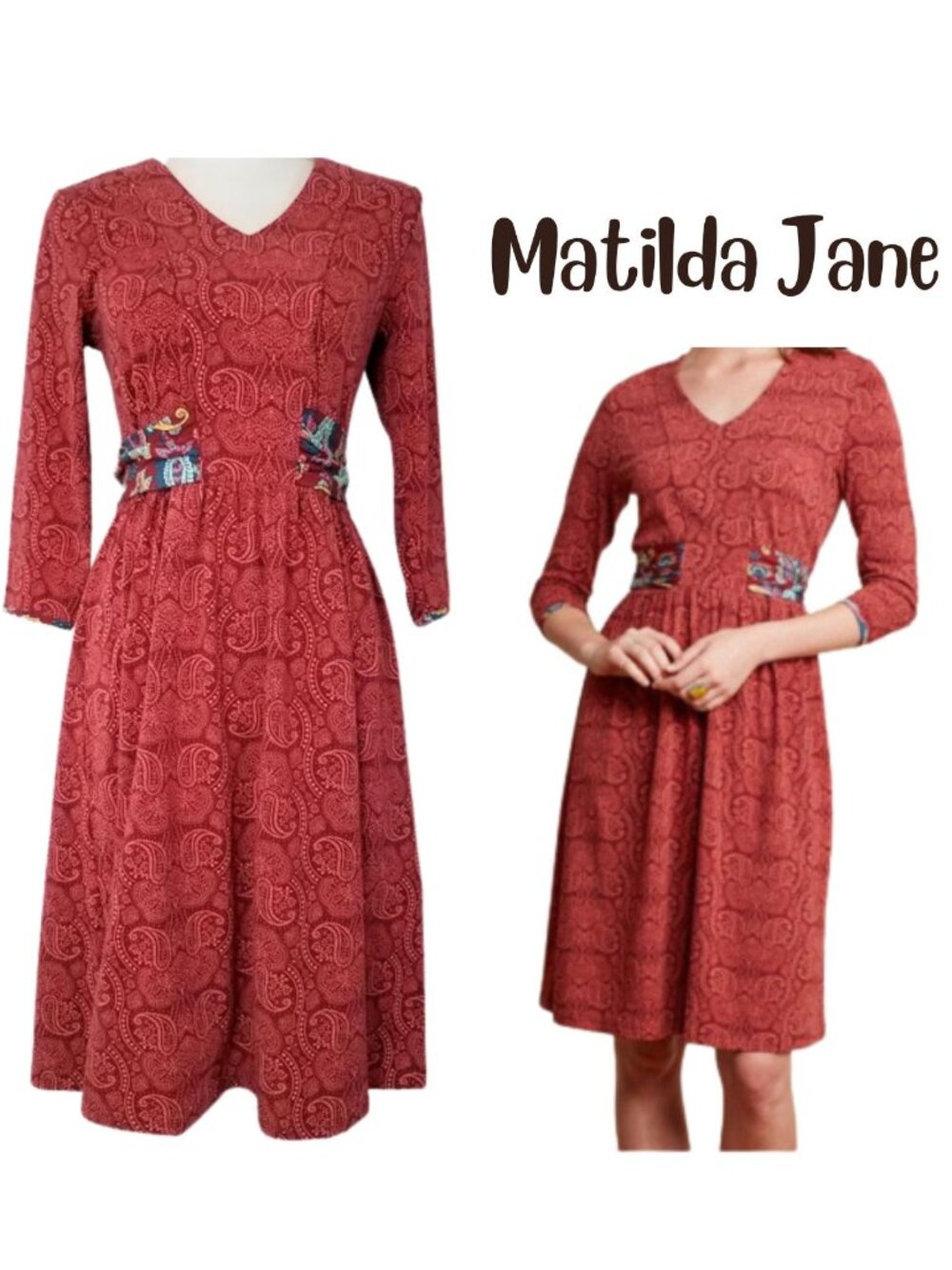 MATILDA JANE Ariana Red Paisley Tie-Back Dress - Women's S